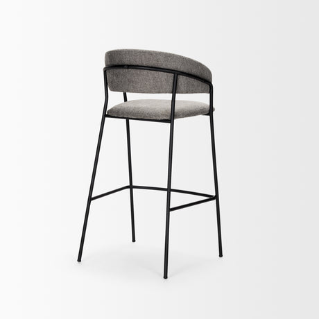 Carolyn Bar Stool w/ Gray Fabric & Matte Black Metal from Mercana - Luna Furniture