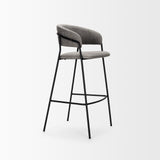 Carolyn Bar Stool w/ Gray Fabric & Matte Black Metal from Mercana - Luna Furniture