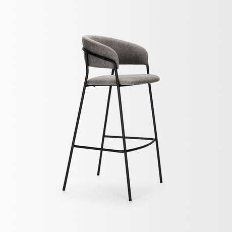 Carolyn Bar Stool w/ Gray Fabric & Matte Black Metal from Mercana - Luna Furniture
