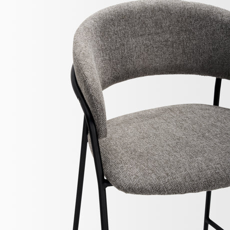 Carolyn Bar Stool w/ Gray Fabric & Matte Black Metal from Mercana - Luna Furniture