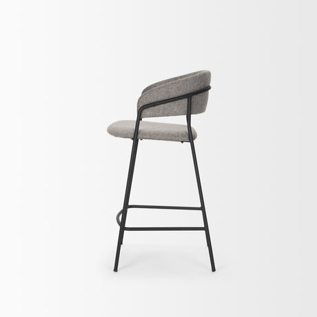 Carolyn Counter Stool w/ Gray Fabric & Matte Black Metal from Mercana - Luna Furniture