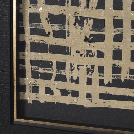 Woven Lines II Tan by Mercana Studio a Hand Embellished Textured Framed Art Print from Mercana - Luna Furniture