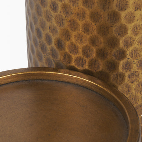 Gage Antiqued Gold Honeycomb Textured Metal Candle Holder (Set of 2) from Mercana - Luna Furniture