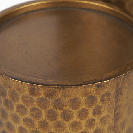 Gage Antiqued Gold Honeycomb Textured Metal Candle Holder (Set of 2) from Mercana - Luna Furniture