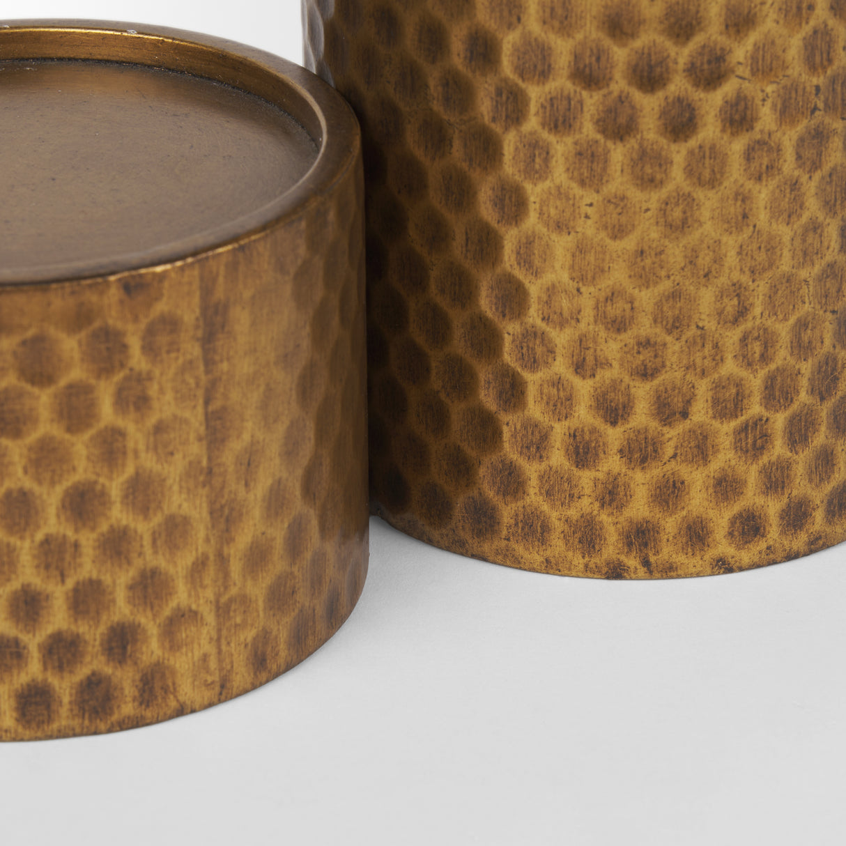 Gage Antiqued Gold Honeycomb Textured Metal Candle Holder (Set of 2) from Mercana - Luna Furniture