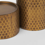 Gage Antiqued Gold Honeycomb Textured Metal Candle Holder (Set of 2) from Mercana - Luna Furniture