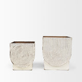 Medina Off White w/ Gold Antiquing Metal Planters (Set of 2) from Mercana - Luna Furniture
