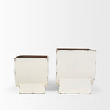 Medina Off White w/ Gold Antiquing Metal Planters (Set of 2) from Mercana - Luna Furniture