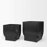 Medina Antiqued Black Metal Planters (Set of 2) from Mercana - Luna Furniture