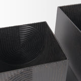 Medina Antiqued Black Metal Planters (Set of 2) from Mercana - Luna Furniture