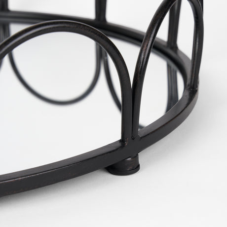 Lenore Round Metal/Mirror Tray Black (Set of 2) from Mercana - Luna Furniture