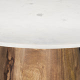 Allyson 48" Round Brown Wood Pedestal w/ White Marble Top Dining Table from Mercana - Luna Furniture