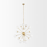 Barbara Brushed Gold Metal w/ Frosted Glass Globes 18-Light Chandelier from Mercana - Luna Furniture