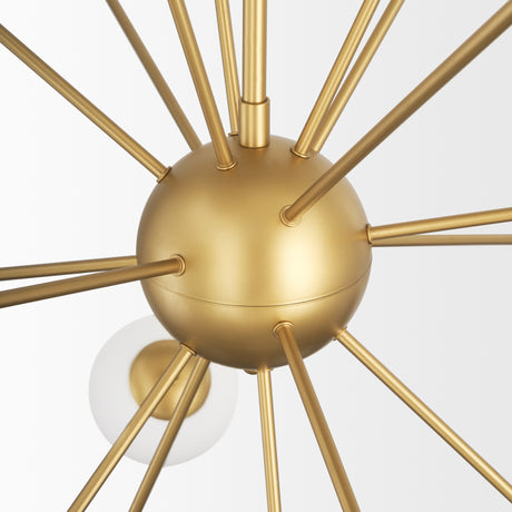 Barbara Brushed Gold Metal w/ Frosted Glass Globes 18-Light Chandelier from Mercana - Luna Furniture