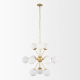 Barbara Brushed Gold Metal w/ Frosted Glass Globes 11-Light Chandelier from Mercana - Luna Furniture