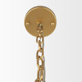 Barbara Brushed Gold Metal w/ Frosted Glass Globes 11-Light Chandelier from Mercana - Luna Furniture