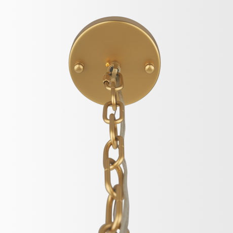 Barbara Brushed Gold Metal w/ Frosted Glass Globes 11-Light Chandelier from Mercana - Luna Furniture