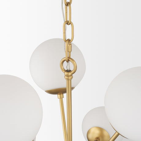 Barbara Brushed Gold Metal w/ Frosted Glass Globes 11-Light Chandelier from Mercana - Luna Furniture
