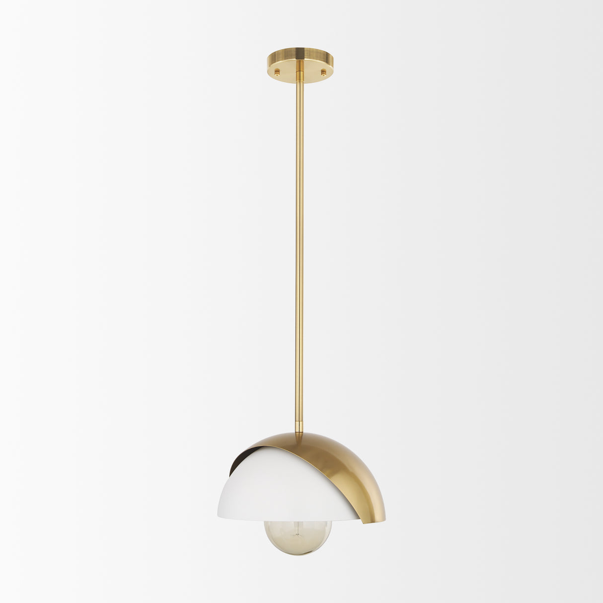 Cybill Brushed Brass w/ White Metal Shade 1-Light Wall Pendant from Mercana - Luna Furniture