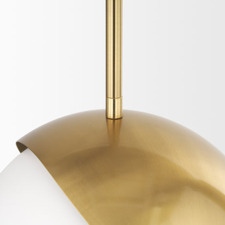 Cybill Brushed Brass w/ White Metal Shade 1-Light Wall Pendant from Mercana - Luna Furniture
