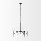 Edie Matte Black Metal w/ Frosted Glass Globes 6-Light Chandelier from Mercana - Luna Furniture