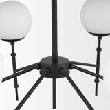 Edie Matte Black Metal w/ Frosted Glass Globes 6-Light Chandelier from Mercana - Luna Furniture