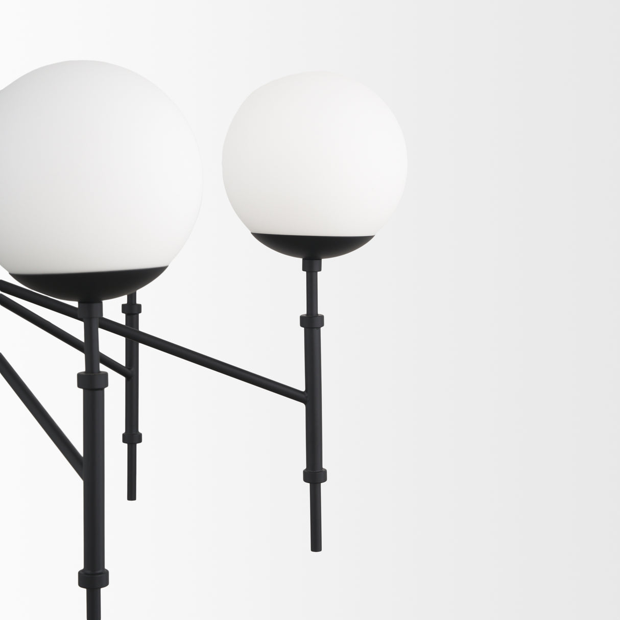 Edie Matte Black Metal w/ Frosted Glass Globes 6-Light Chandelier from Mercana - Luna Furniture