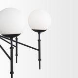 Edie Matte Black Metal w/ Frosted Glass Globes 6-Light Chandelier from Mercana - Luna Furniture