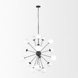 Barbara Matte Black Metal w/ Frosted Glass Globes 18-Light Chandelier from Mercana - Luna Furniture