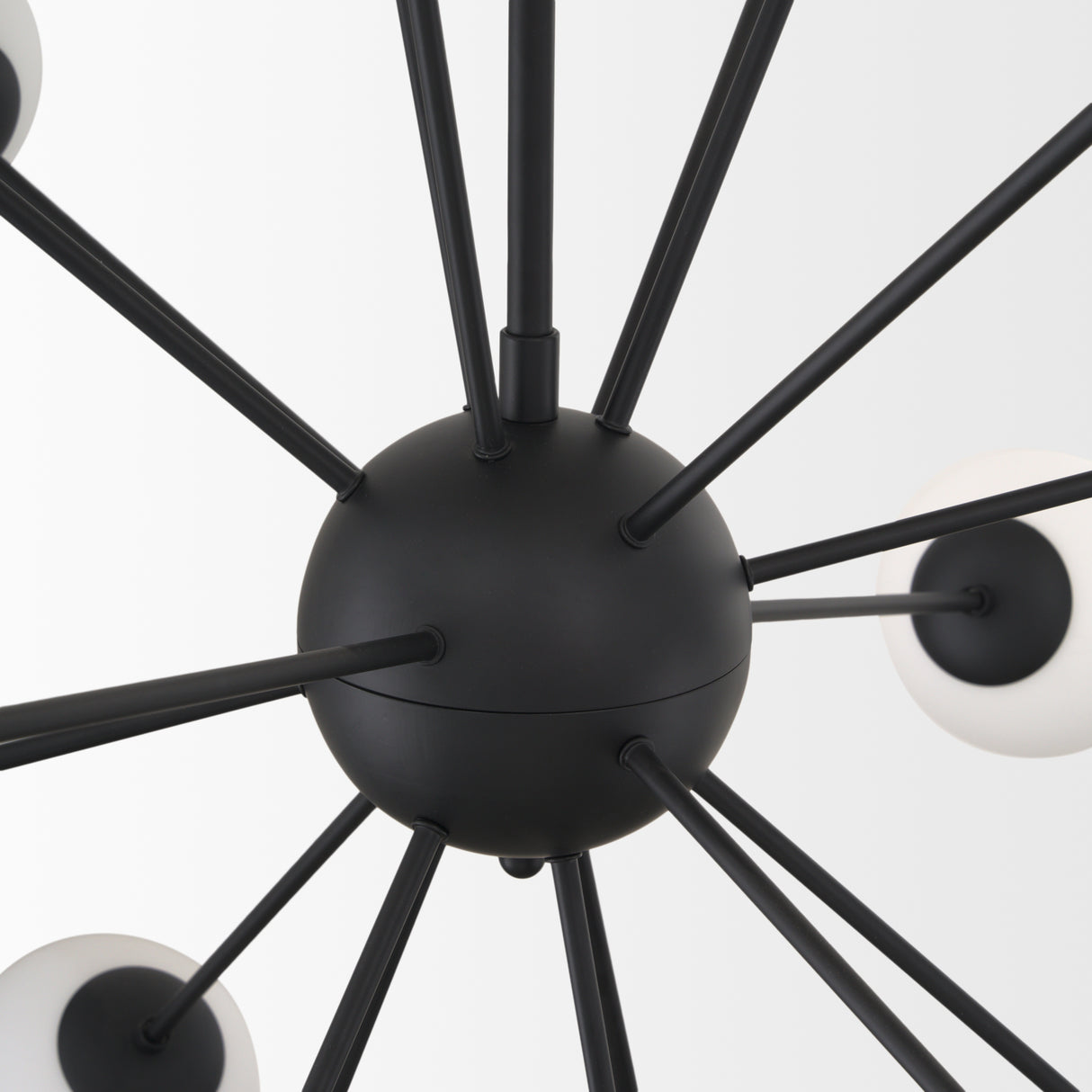 Barbara Matte Black Metal w/ Frosted Glass Globes 18-Light Chandelier from Mercana - Luna Furniture