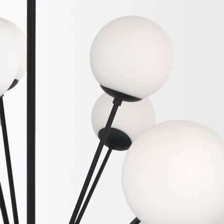Barbara Matte Black Metal w/ Frosted Glass Globes 18-Light Chandelier from Mercana - Luna Furniture