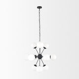 Barbara Matte Black Metal w/ Frosted Glass Globes 11-Light Chandelier from Mercana - Luna Furniture