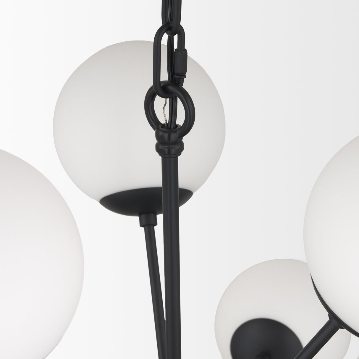 Barbara Matte Black Metal w/ Frosted Glass Globes 11-Light Chandelier from Mercana - Luna Furniture