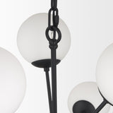 Barbara Matte Black Metal w/ Frosted Glass Globes 11-Light Chandelier from Mercana - Luna Furniture