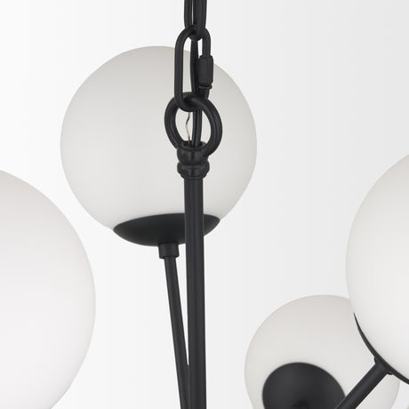 Barbara Matte Black Metal w/ Frosted Glass Globes 11-Light Chandelier from Mercana - Luna Furniture
