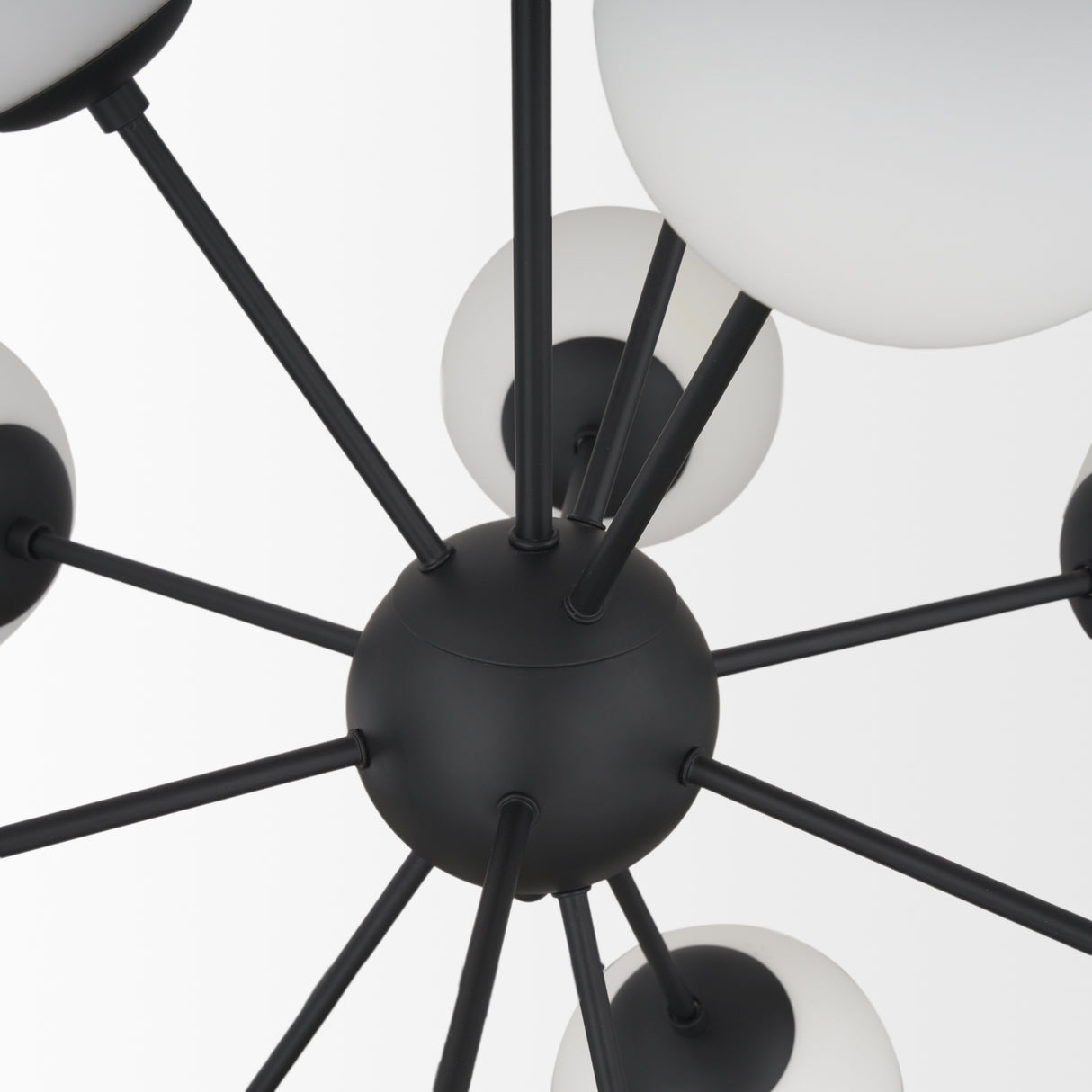 Barbara Matte Black Metal w/ Frosted Glass Globes 11-Light Chandelier from Mercana - Luna Furniture