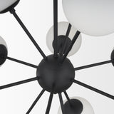 Barbara Matte Black Metal w/ Frosted Glass Globes 11-Light Chandelier from Mercana - Luna Furniture