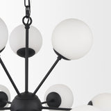 Barbara Matte Black Metal w/ Frosted Glass Globes 11-Light Chandelier from Mercana - Luna Furniture