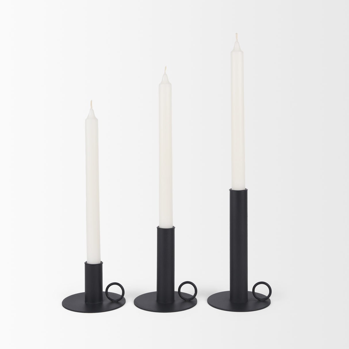 Noir Matte Black Metal Candle Holders (Set of 3) from Mercana - Luna Furniture