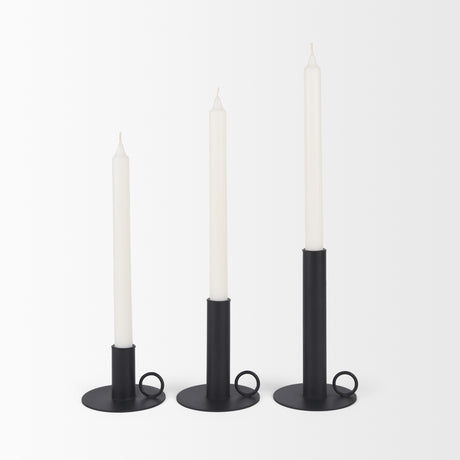 Noir Matte Black Metal Candle Holders (Set of 3) from Mercana - Luna Furniture