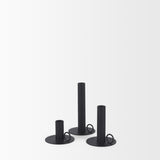Noir Matte Black Metal Candle Holders (Set of 3) from Mercana - Luna Furniture