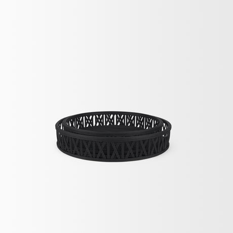 Thea Matte Black Wicker Trays (Set of 2) from Mercana - Luna Furniture