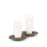 Vivian Gold Metal and Glass Hurricane Candle Holder (Set of 2) from Mercana - Luna Furniture