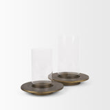 Vivian Gold Metal and Glass Hurricane Candle Holder (Set of 2) from Mercana - Luna Furniture