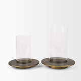 Vivian Gold Metal and Glass Hurricane Candle Holder (Set of 2) from Mercana - Luna Furniture