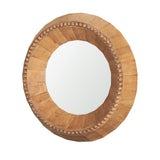 Ranela Light Brown Beaded Wooden Wall Mirror from Mercana - Luna Furniture