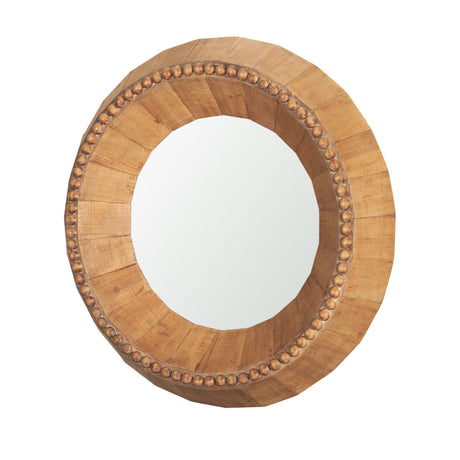 Ranela Light Brown Beaded Wooden Wall Mirror from Mercana - Luna Furniture