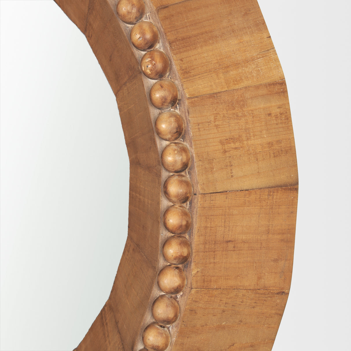 Ranela Light Brown Beaded Wooden Wall Mirror from Mercana - Luna Furniture