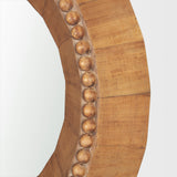 Ranela Light Brown Beaded Wooden Wall Mirror from Mercana - Luna Furniture