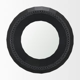 Ranela Black Beaded Wooden Wall Mirror from Mercana - Luna Furniture